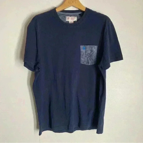 Men's XL Original Penguin Pocket Tee by Munsingwear Navy with Floral Pocket - Picture 1 of 5